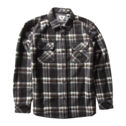 Vissla Eco-Zy Polar Long Sleeve Flannel Shirt Mens In Black