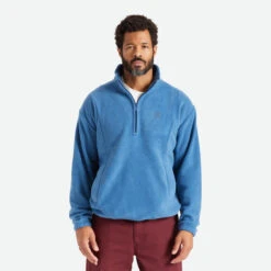 Brixton Blanket Fleece Half Zip Mens In Joe Blue