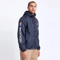 Brixton Claxton Alton LW Zip Hooded Jacket Mens In Black White