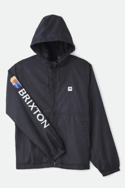 Brixton Claxton Alton LW Zip Hooded Jacket Mens In Black White -New Look Vibe brixton claxton alton lw zip hooded jacket mens black white 5 96030.1625640829