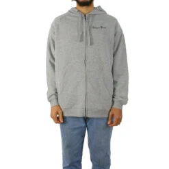 Trigger Bros Embroidered LW Zip Hoodie Mens In Grey Marle
