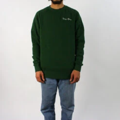 Trigger Bros Embroidered Fleece Crew Mens In Forest Green