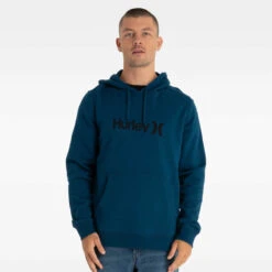 Hurley One And Only Solid Seasonal Hoodie Mens In Poseidon Blue