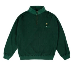 Magenta Waffle Zip Long Sleeve Polo Mens In Green