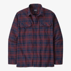 Patagonia Organic Cotton MW Fjord Flannel Shirt Mens In Connected Lines Sequoia Red