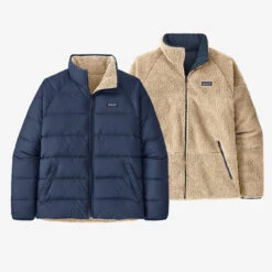 Patagonia Reversible Silent Down Jacket Mens In New Navy
