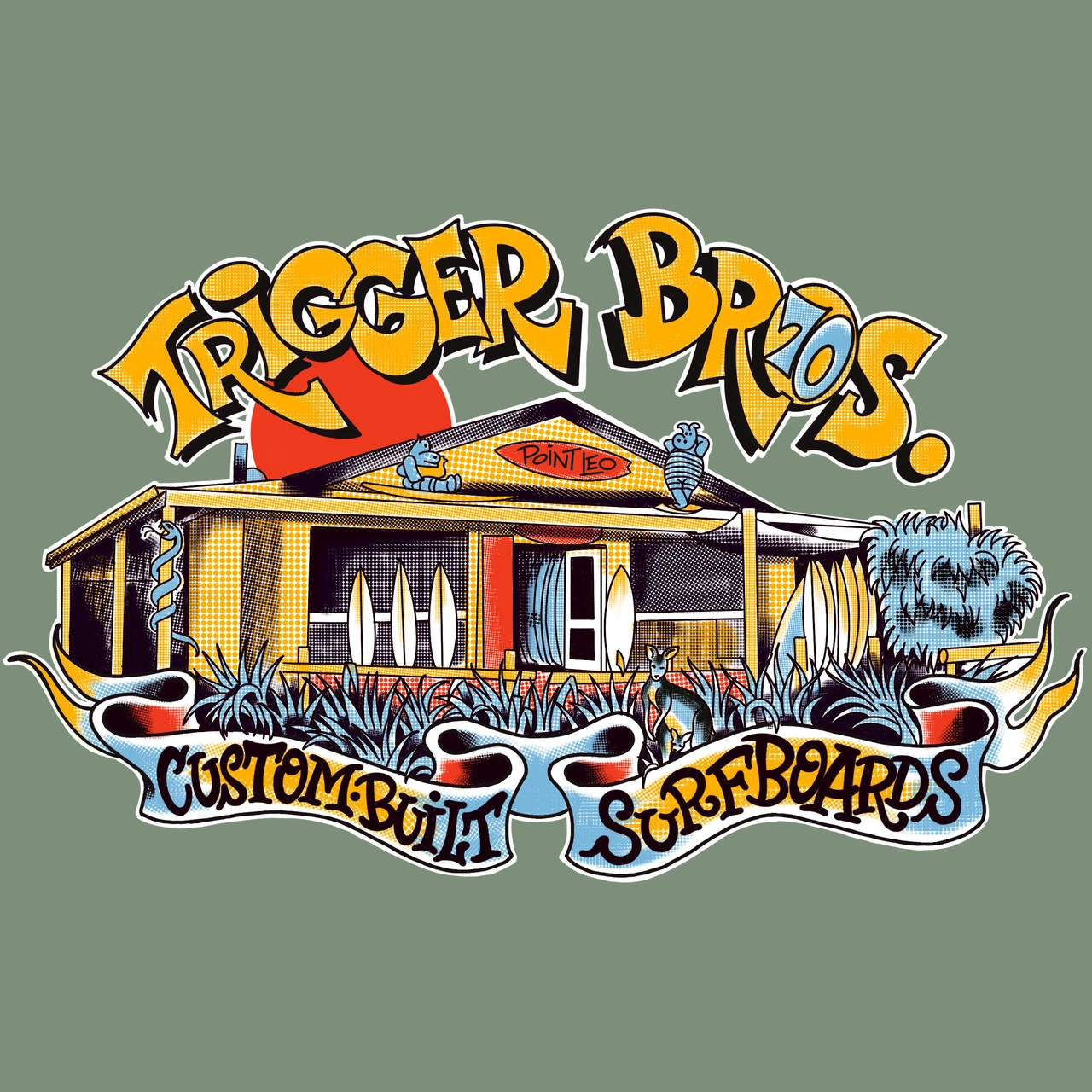 Trigger Bros X Mark Lording Leo Shack Premium Hoodie Mens In Eucalyptus 4 Trigger Bros X Mark Lording Leo Shack Premium Hoodie Mens In Eucalyptus - Image 2