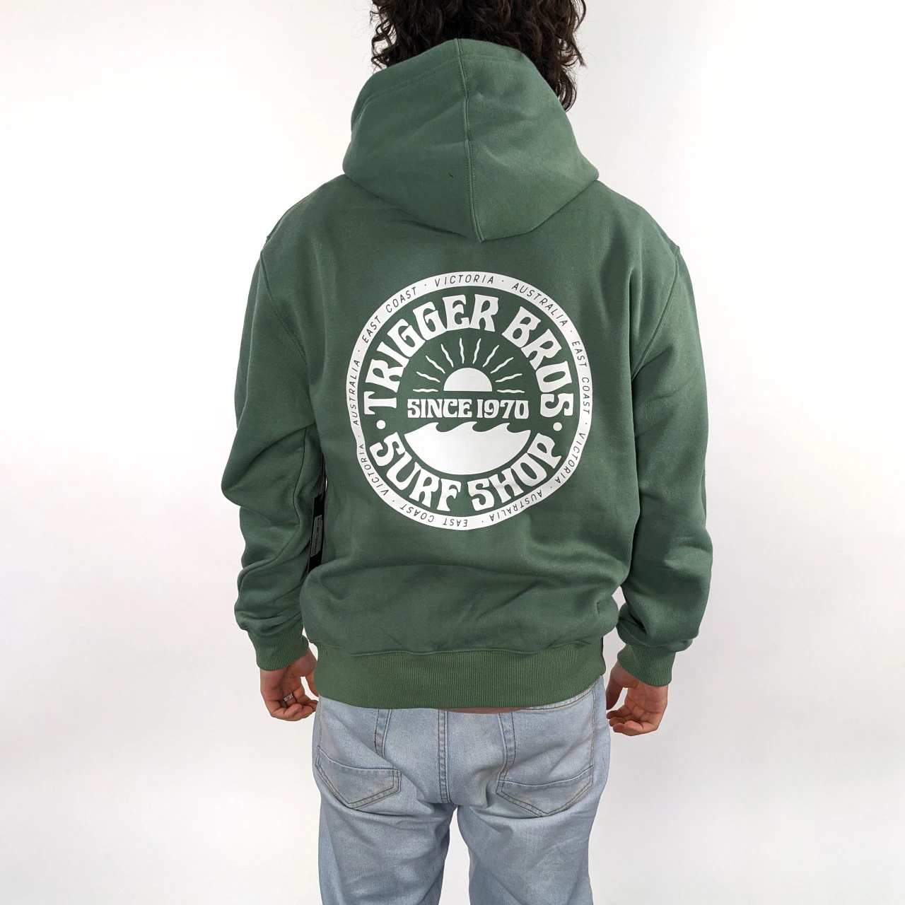 Trigger Bros Since 1970 Hoodie Mens In Sage 4 Trigger Bros Since 1970 Hoodie Mens In Sage - Image 2
