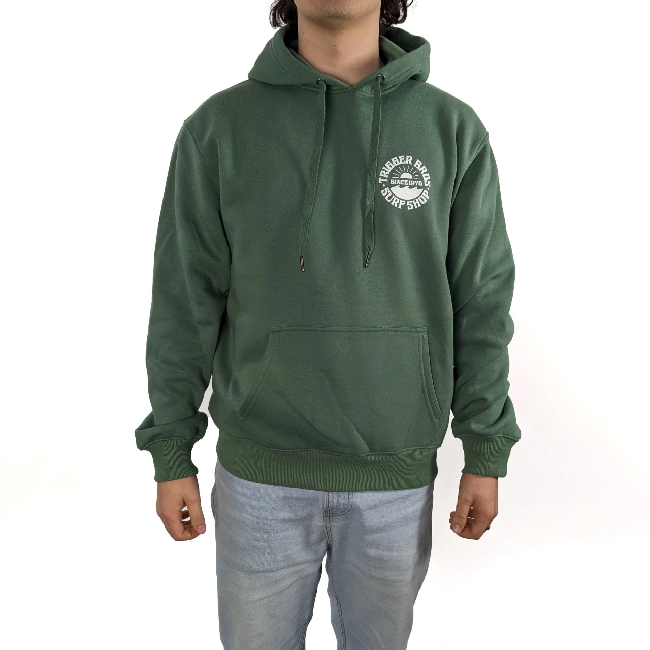 Trigger Bros Since 1970 Hoodie Mens In Sage 3 Trigger Bros Since 1970 Hoodie Mens In Sage