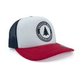 Trigger Bros Snowboarding Trucker Hat In Red White Navy