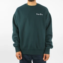 Trigger Bros Embroidered Heavy Fleece Crew Mens In Pine Green