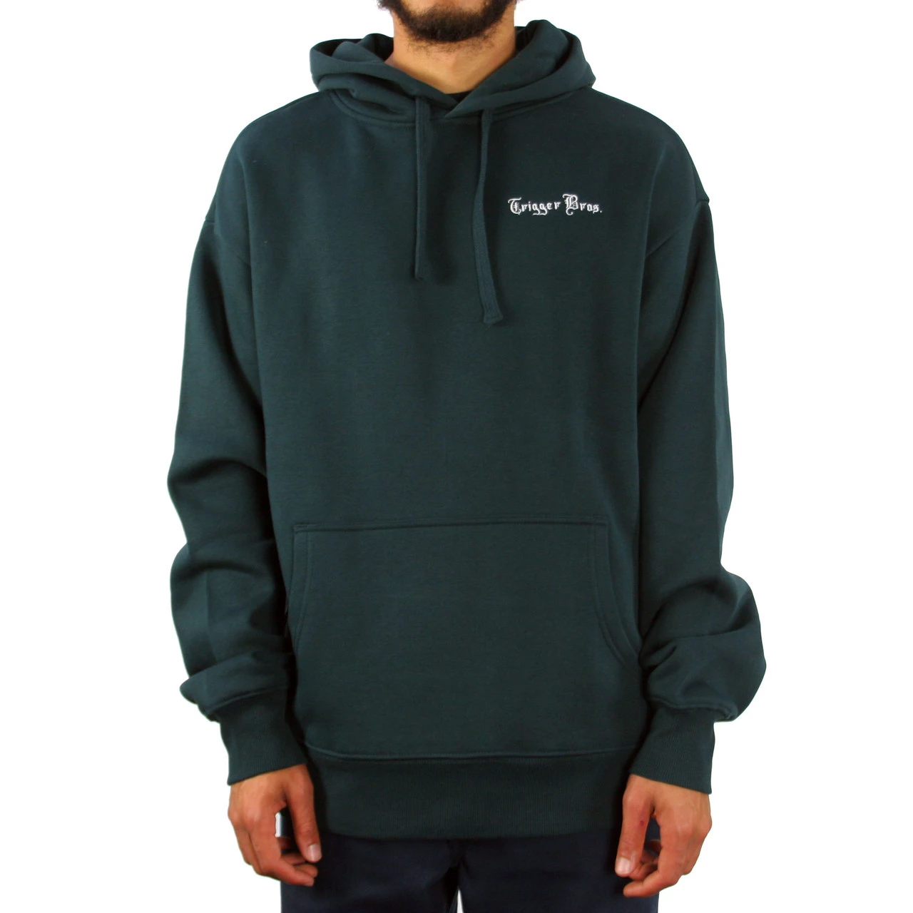 Trigger Bros Embroidered Fleece Hoodie Mens In Pine Green 3 Trigger Bros Embroidered Fleece Hoodie Mens In Pine Green