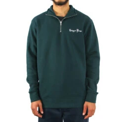 Trigger Bros Embroidered Quarter Zip Fleece Mens In Pine Green